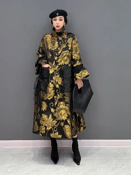 Весной 2023 года новая женская куртка с длинными рукавами, китайский ветер, жаккардовое кружево, золотой дорогостоящий темперамент женской одежды