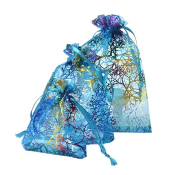 50 шт. Упаковочная сумка на шнурке Многоразовая сумка для хранения красоты, Разноцветная Свадебная сумка из органзы, сумка для ювелирных изделий, карман для подарочной сумки