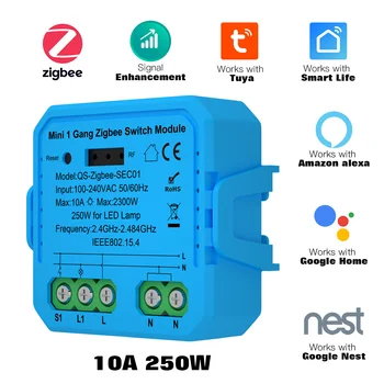 Требуется модуль Tuya ZigBee Smart Switch с нейтральным проводом, мини-выключатель света для умного дома своими руками, работает с Alexa Google Home