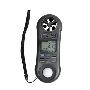 Карманный цифровой анемометр LM-8000 4-в-1/Измеритель освещенности/Термометр/Гигрометр