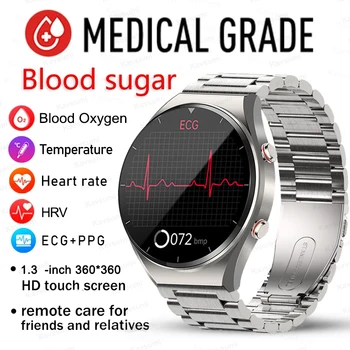 Здоровый Уровень сахара В крови, Умные Часы Для Мужчин, ЭКГ + PPG, Точная Температура тела, Пульсометр, Умные Часы, ВСР, Часы для измерения артериального давления 2023