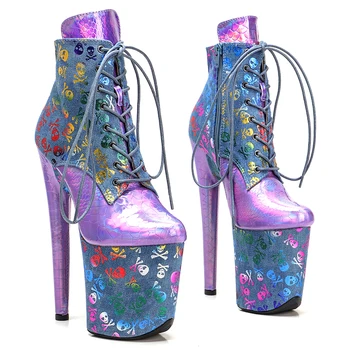 Leecabe 20 см/8 дюймов, двухцветная обувь для танцев на шесте, ботинки для танцев на шесте на высоком каблуке