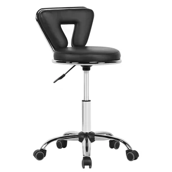 Регулируемый Салонный стул со средней спинкой на колесиках для маникюра, массажа, спа, черный