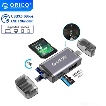 ORICO 6 в 1 Кардридер USB 3,0 Micro USB 2,0 Type C для SD Micro SD TF Адаптер Smart Memory SD OTG Cardreader для Ноутбука
