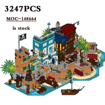 2023 Новый MOC-148664 Пиратская гавань Нассау-21322-10270 Альтернативный Дизайн DIY Модель 3247 Шт. Строительная Игрушка Детский подарок На День Рождения