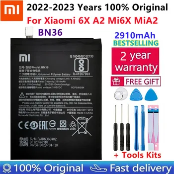 2023 Года 100% Оригинальная Батарея Xiao Mi BN36 2910 мАч Для Xiaomi 6X A2 Mi6X MiA2 M6X MA2, Высококачественная Замена Телефона + Инструменты