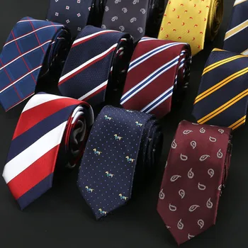 Мужские галстуки Жаккардовые узкие галстуки в полоску Длиной 6 см Аксессуары для повседневной носки Галстук Свадебный Формальный деловой вечерний узкий галстук на шее