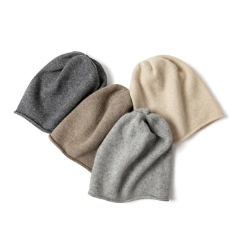 100% Кашемировая шапка Для мужчин и женщин из теплого трикотажа, для осенне-зимнего отдыха в Европе и Америке, Baotou Solid