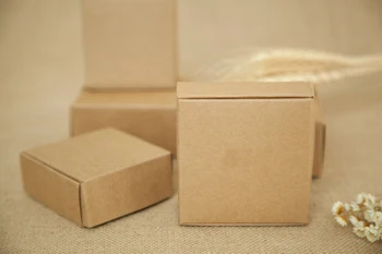 500шт 4*4*2 см Коричневая коробка из Крафт-бумаги Для Конфет/еды/свадьбы/ювелирных изделий Подарочная коробка Упаковка Дисплей Коробки Diy Ожерелье/кольца Для Хранения