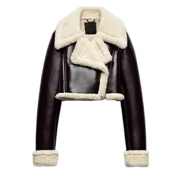 Куртки для женщин, новинка зимы, утолщенная двусторонняя короткая куртка, пальто, женские кожаные пальто в стиле харадзюку