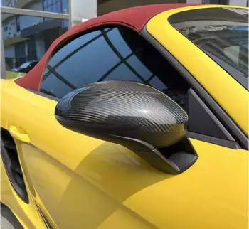 Замена Крышки Зеркала боковой двери Из настоящего сухого Углеродного волокна для Porsche 718 982 2016-2023