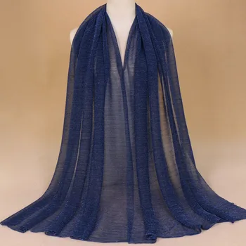 120 шт./лот, красочный мусульманский шарф с нитью глод, шаль из пашмины/летние охлаждающие мусульманские шарфы, хиджаб