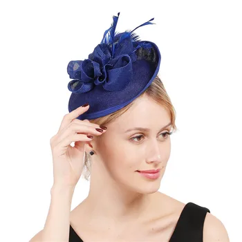 Элегантная женская красивая Имитация Шляпы Sinamay Royal Fascinator на лентах для волос, Коктейльный Свадебный Церковный головной убор, разноцветный