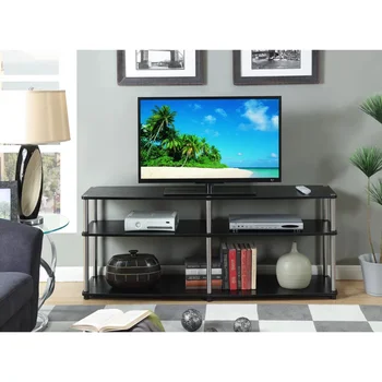 Концепции удобства Designs2Go 3-уровневая 65-дюймовая подставка для телевизора, черный телевизионный шкаф мебель для гостиной, телевизионные столики для гостиной