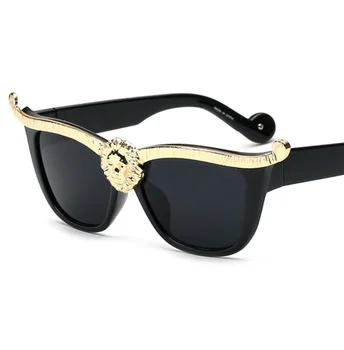 Классические Женские Солнцезащитные очки Gold Lioness Cat Eye, Модные Гламурные Женские Солнцезащитные очки, Дизайнерские оттенки Cateye