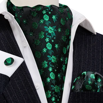Изысканные галстуки-бабочки для мужчин, роскошный брендовый шелковый зеленый жаккардовый комплект с цветочным рисунком, официальный свадебный подарок дизайнера Barry.Wang SA-0103