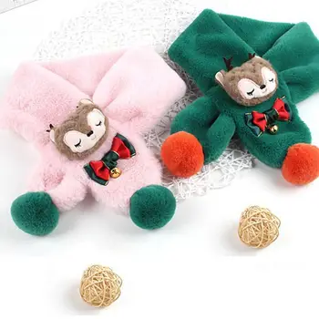 Теплый милый бант для девочек и мальчиков, колокольчик, шейный платок с Мультяшным Оленем, Корейские Обертывания, детский шарф с крестом, рождественские подарки