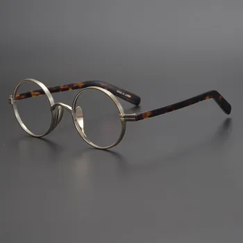 Японская Титановая оправа для очков ручной работы, Ретро Круглая Оправа для очков при оптической близорукости, женские очки, легкие Очки по рецепту