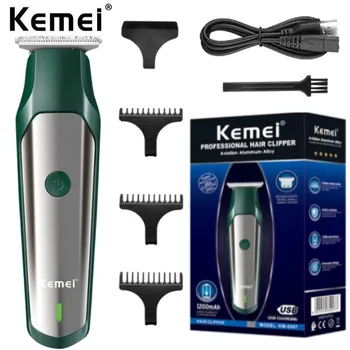 Профессиональная машинка для стрижки волос Kemei, Беспроводной Электрический Триммер для Волос 0 мм, Прецизионная Машинка для Стрижки волос, Косилка для Бороды, Перезаряжаемая