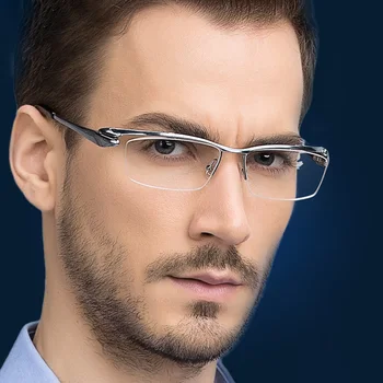 Титановые очки для чтения Zerosun, мужская Оправа для очков, мужские Брендовые Широкие очки без оправы