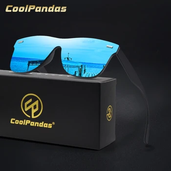CoolPandas 2021 Поляризованные Квадратные Солнцезащитные очки Мужские Женские Цельные Зеркальные плоские линзы Прочные Легкие Очки для вождения UV400
