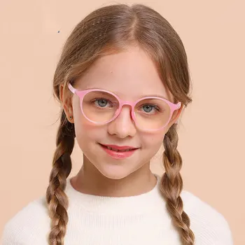 Новые Силиконовые Детские очки в круглой Оправе, Очки с защитой от синего света 0 градусов, Очки для мальчиков и девочек, блокирующие Оптический синий свет, Очки