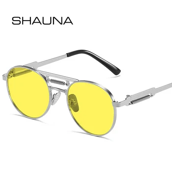 Круглые солнцезащитные очки SHAUNA в стиле ретро, металл, панк, женские модные прозрачные градиентные зеркальные оттенки UV400, мужские трендовые весенние солнцезащитные очки