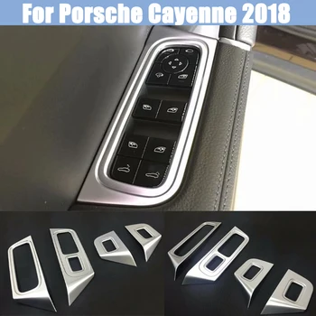 Для Porsche Cayenne 2018 Автомобильный Переключатель Стеклоподъемника из нержавеющей стали, накладка, Декоративная крышка, аксессуары для стайлинга автомобилей