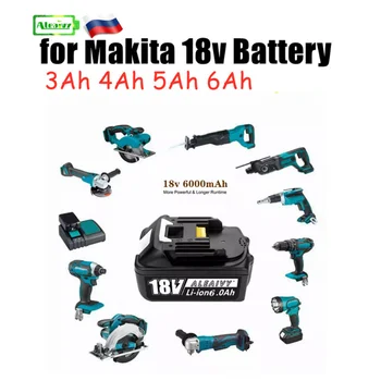 С Зарядным устройством BL1860 Аккумуляторная Батарея 18V 4Ah 5Ah 6Ah Литий-ионная для Makita 18v Аккумулятор BL1840 BL1850 BL1830 BL1860B LXT400