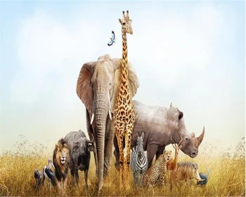 Beibehang Пользовательские обои Пастбищное животное жираф слон фон настенная живопись украшение дома фрески 3D обои