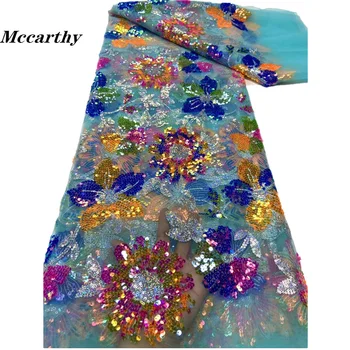 Mccarthy 2023 Новейшая Французская Тюлевая Кружевная Ткань Высокого Качества 5 Ярдов Африканское Свадебное Платье С Вышивкой Пайетками Нигерийская Кружевная Ткань
