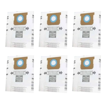 6 Шт Бумажный пакет Фильтр Пылесборник Подходит для магазинных пылесосов 5-8 Галлонов Белый Однослойный Аксессуары Для пылесоса