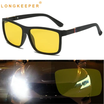 2020 Новые Солнцезащитные очки Ночного Видения Для Мужчин И Женщин, Поляризованные Солнцезащитные Очки для вождения, Винтажные Очки С Прямоугольными Желтыми Линзами UV400 Gafas