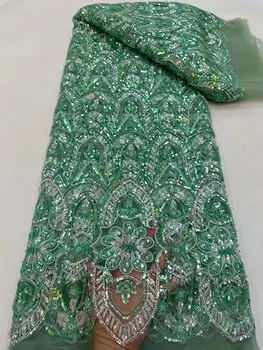 Роскошная Кружевная ткань для Жениха 2023 Высококачественная Африканская Вышивка В Нигерийском Стиле Французские Блестки, Вышитые Бисером Кружевные ткани Для Свадебных Платьев