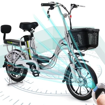 YQEBIKES 350 Вт 16-дюймовая шина 48V10ah литиевая батарея электрический велосипед с двумя сиденьями электрический велосипед с педалями/корзиной