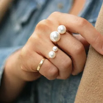 Женские кольца с имитацией Жемчуга, Регулируемые Anillos, Модные ювелирные изделия Anel, Обручальное кольцо на палец, новый тренд ювелирного искусства