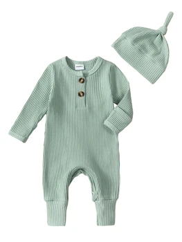 Комплект одежды из 2 предметов для маленьких девочек, Комбинезон с цветочным принтом и рукавами-рюшами, комбинезон с повязкой на голову для новорожденных, летняя одежда для малышей