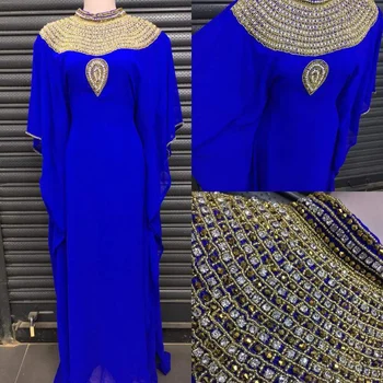 Кафтан Фараша Королевское синее платье Марокканская Арабская Абайя Джалабия Ms Creation Индийская одежда