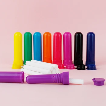30-80 комплектов Разноцветных пластиковых палочек для назальных ингаляторов Заправка для духов с хлопковыми фитилями Назальный ингалятор для контейнера с эфирными маслами