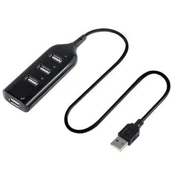 Высокоскоростной концентратор USB 2.0 4-портовый разветвитель с кабелем Адаптер питания для нескольких розеток Все в одном для ПК Ноутбук Аксессуар для ноутбука