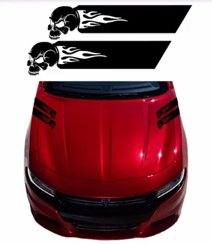 Для (2 пары) нового черепа, пламени, крыла, капота, виниловых гоночных полосок (подходит для Dodge CHARGER)