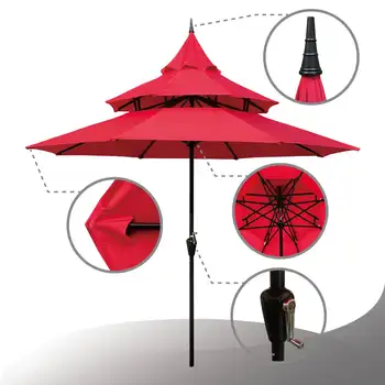 Большой 9-футовый зонт Pagoda Market-красный
