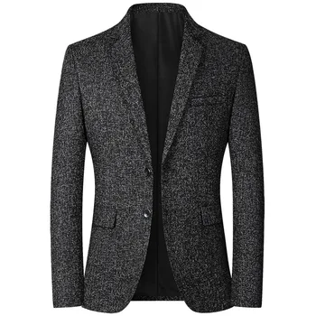 Мужское весенне-осеннее новое приталенное пальто, однотонный деловой повседневный костюм, свадебная модная куртка, мужской костюм, пальто, роскошный дизайнер