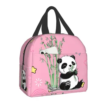 Изолированная сумка для ланча с изображением медведя Панды для пикника на открытом воздухе, портативный кулер, термальный ланч-бокс, Женские, детские, школьные, рабочие сумки для хранения продуктов