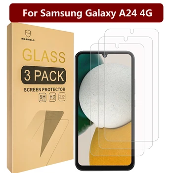 Mr.Shield [3 упаковки] Защитная пленка для Samsung Galaxy A24 4G [Закаленное стекло] [Японское стекло твердостью 9H] Защитная пленка для экрана