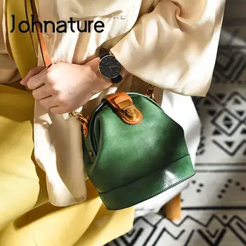 Johnature, Женская сумка доктора ручной работы из натуральной кожи, Новинка 2022 года, Литература и искусство, Винтажные сумки на плечо и через плечо из воловьей кожи