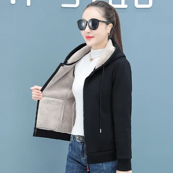 Новое женское зимнее плюшевое утолщенное теплое спортивное пальто Корейской версии, Модный тренд, Свободный Повседневный Универсальный кардиган С капюшоном, куртка