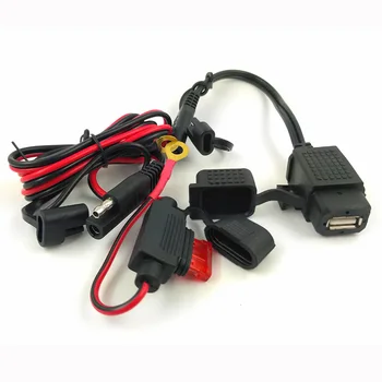 Водонепроницаемый комплект зарядного устройства для мотоцикла с двумя USB-разъемами, кабель-адаптер SAE-USB, встроенный предохранитель для планшета мотоцикла, мобильного телефона с GPS