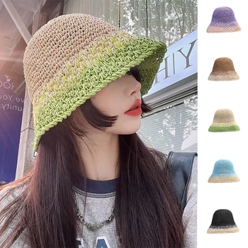 Складная соломенная шляпа рыбака ручной работы, Солнцезащитный крем, Милые летние каникулы, Повседневная Женская пляжная шляпа для девочек