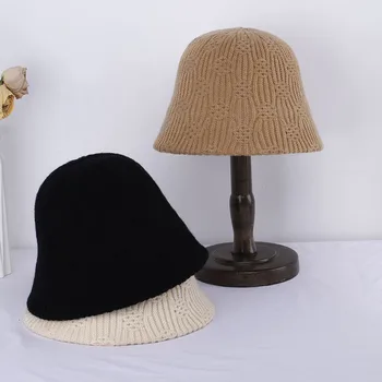 2022 Новые осенне-зимние Теплые женские кашемировые шляпы-ведро, модные панамы, шляпы с козырьками, Складная шляпа с рисунком для путешествий, кепка
